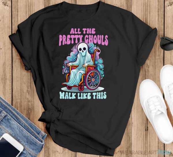 Halloween Wheelchair Costume Handicap Joke Ghouls Walk Like Shirt - Black T-Shirt