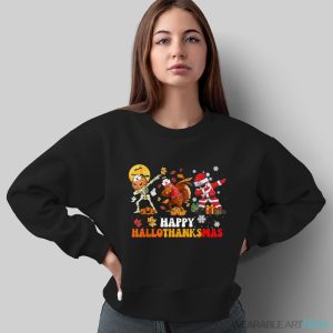 Happy HalloThanksMas Nurse Halloween Thanksgiving Christmas Shirt - Sweatshirt