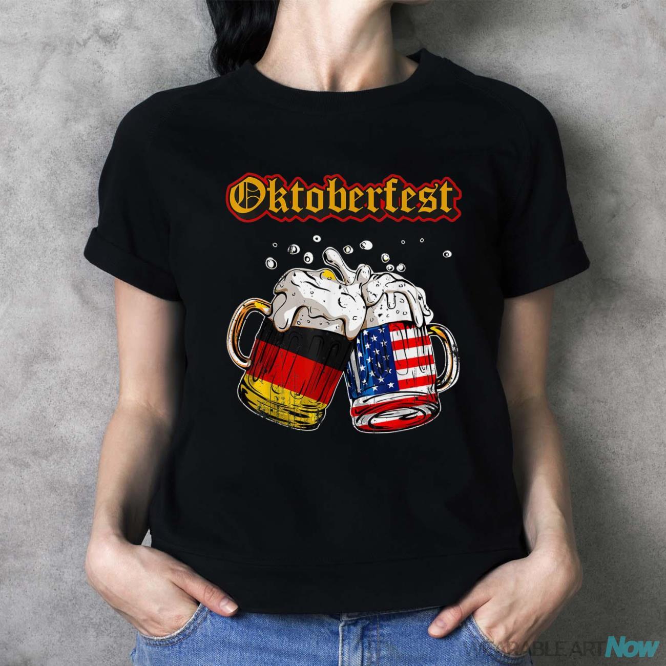 Happy Oktoberfest 2023 American German Munich Flag Shirt - Ladies T-Shirt