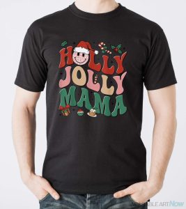 Holly N Jolly Mama Smile Santa Hat Jolly Mama Christmas Shirt - Men T-Shirt