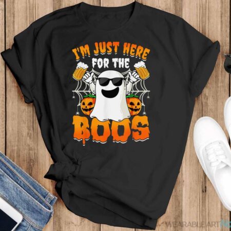 I'm Just Here For The Boos Halloween Women Ghost Cute Funny Shirt - Black T-Shirt