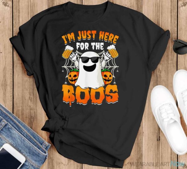 I'm Just Here For The Boos Halloween Women Ghost Cute Funny Shirt - Black T-Shirt