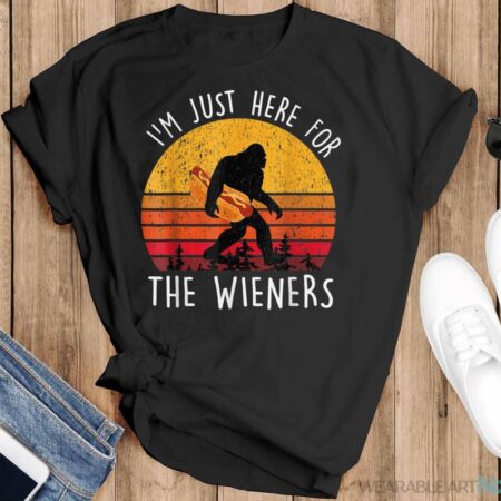 I'm Just Here For The Wieners Funny Fourth Of July Shirt - Black T-Shirt