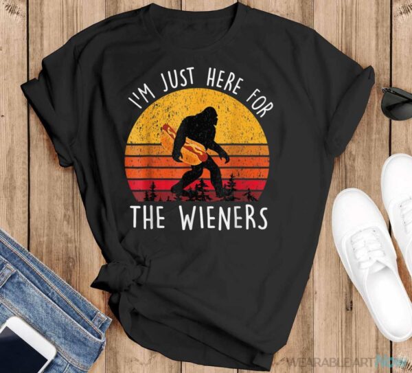 I'm Just Here For The Wieners Funny Fourth Of July Shirt - Black T-Shirt