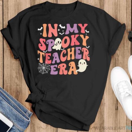 In My Spooky Teacher Era Ghost Halloween Retro Teacher's Day Shirt - Black T-Shirt