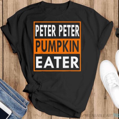 Peter Pumpkin Costume Eater For Couples Matching Halloween Shirt - Black T-Shirt