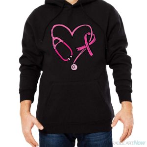 Pink Stethoscope Nurse Medical Breast Cancer Awareness Women Shirt - Men Black Hoodie