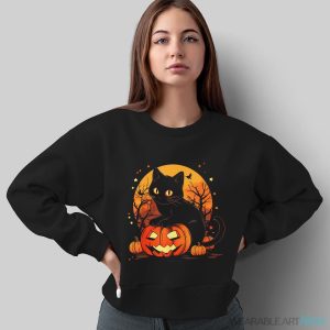 Retro Black Cat Halloween Pumpkin Costume For Women Men Kids Shirt - Sweatshirt