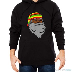 Santa Claus Rasta Hat Christmas Rastafarian Reggae Funny Shirt - Men Black Hoodie