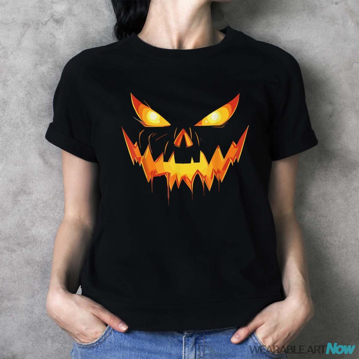 Scary Spooky Jack O Lantern Face Pumpkin Men Boys Halloween Shirt - Ladies T-Shirt