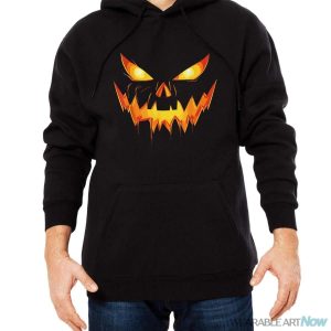 Scary Spooky Jack O Lantern Face Pumpkin Men Boys Halloween Shirt - Men Black Hoodie