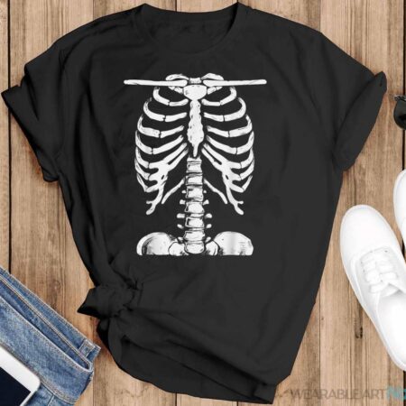 Skeleton Rib Cage Gifts Men Women Halloween Costume Skeleton Shirt - Black T-Shirt