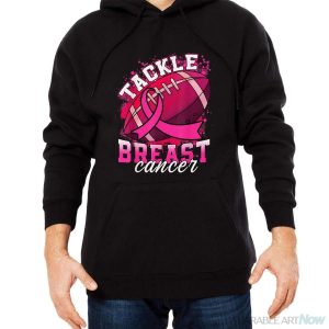 Tackle Breast Cancer Awareness Pink Ribbon Football Boy Kids Shirt - Men Black Hoodie