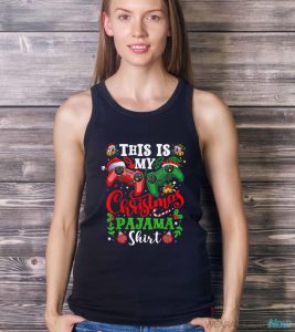 This Is My Christmas Pajama Santa Hat Gamer Video Game Games Shirt - Ladies Tank Top