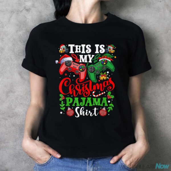 This Is My Christmas Pajama Santa Hat Gamer Video Game Games Shirt - Ladies T-Shirt