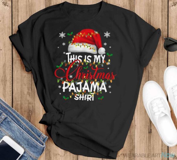 This Is My Christmas Pajama Shirt Lights Men Women Kid Shirt - Black T-Shirt