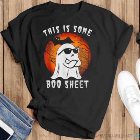 This Is Some Boo Sheet Ghost Retro Halloween Costume Women Shirt - Black T-Shirt