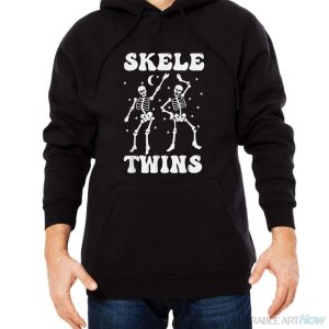 Twins Halloween Matching Skeletwins Funny Dancing Skeletons T-Shirt - Men Black Hoodie