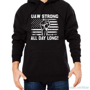 UAW Strike USA Flag Red Tee United Auto Workers Picket Sign Shirt - Men Black Hoodie