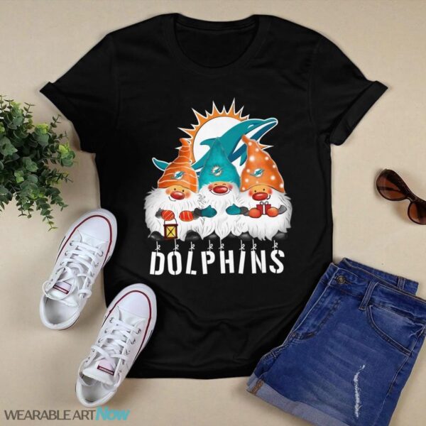 Miami Dolphins Gnomies Christmas T-Shirt Product Photo 1