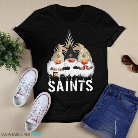 New Orleans Saints Gnomies Christmas T-Shirt Product Photo 1