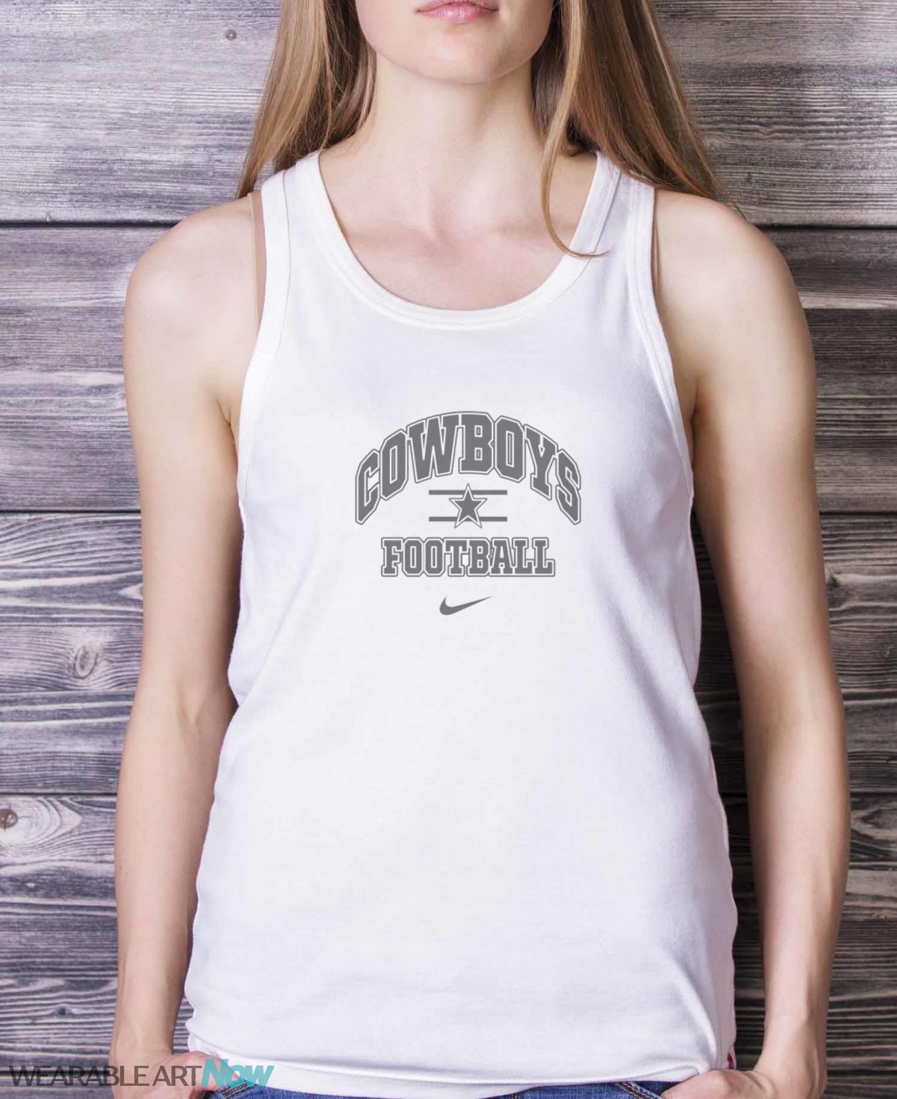 90s Vintage Nike Dallas Cowboys Big Logo T-shirt - White Ladies Tank Top