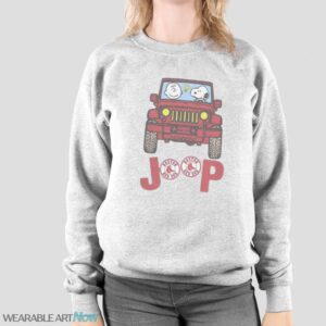 Boston Red Sox Snoopy And Charlie Brown Driving Jeep T-Shirt Hoodie Sweatshirt - Sport Grey Sweatshirt