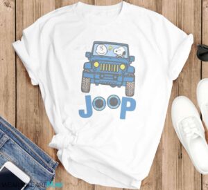 Carolina Panthers Snoopy And Charlie Brown Driving Jeep T-Shirt Hoodie Sweatshirt - T-SHIRT FLAT