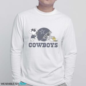 Dallas Cowboys Snoopy And Woodstock Helmet T-shirt - White Sweatshirt