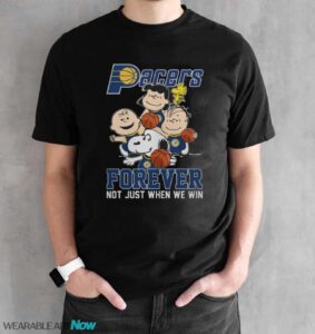 Indiana Pacers Snoopy Peanuts T Shirt, Forever Not Just When We Win Pacers Shirt - Black Unisex T-Shirt