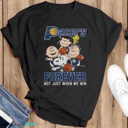 Indiana Pacers Snoopy Peanuts T Shirt, Forever Not Just When We Win Pacers Shirt - Black T-Shirt