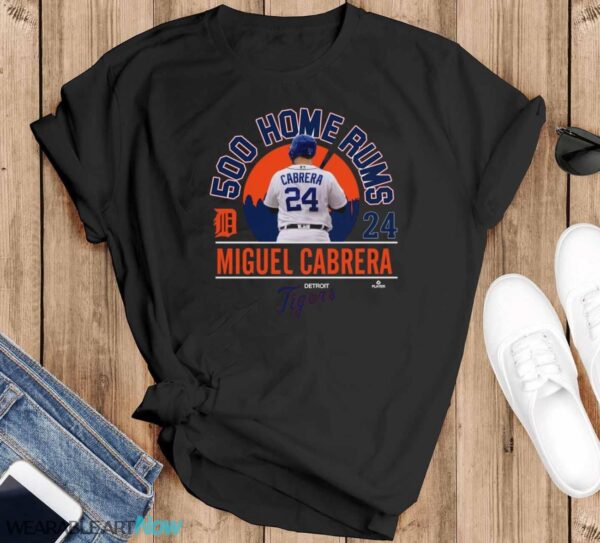 Miguel Cabrera Detroit Tigers 500 Home Runs Baseball T-Shirt - Black T-Shirt