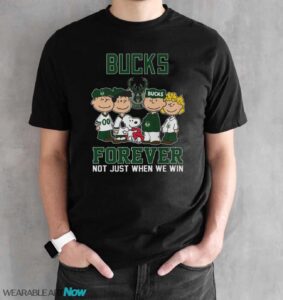 Milwaukee Bucks Snoopy Peanuts Shirt, Bucks Forever Not Just When We Win T Shirt - Black Unisex T-Shirt