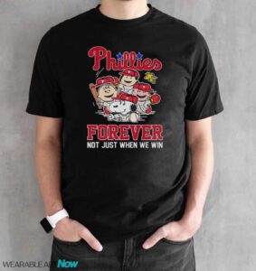 MLB Philadelphia Phillies Snoopy Peanuts Forever Not Just When We Win T Shirt - Black Unisex T-Shirt