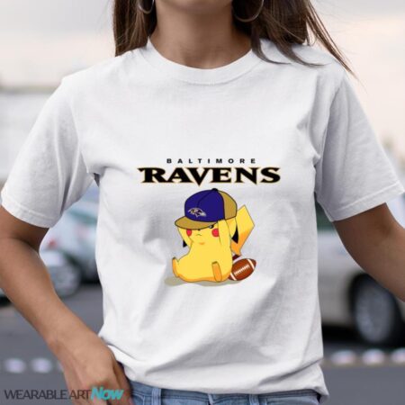 NFL Pikachu Football Sports Baltimore Ravens T-Shirt Sweatshirt Hoodie Product Photo 1