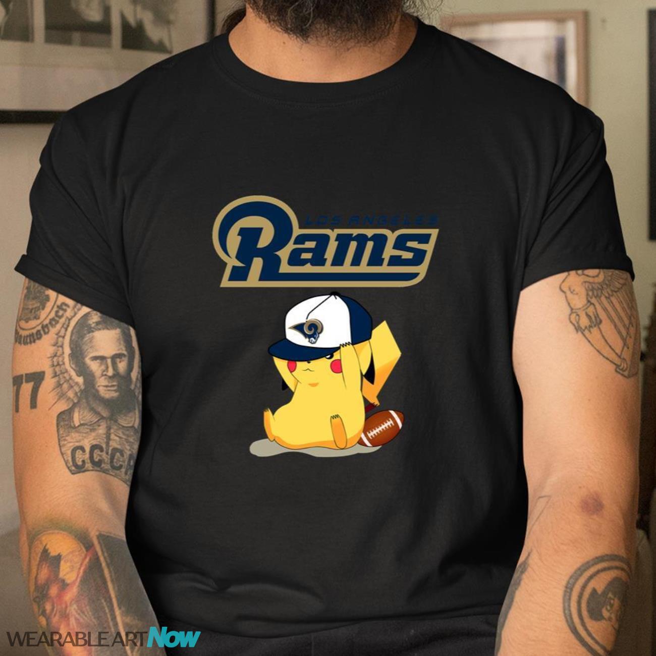 NFL Pikachu Football Sports Los Angeles Rams T-Shirt Sweatshirt Hoodie Product Photo 2