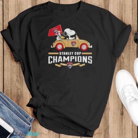 Official Florida Panthers Snoopy Peanuts The Stanley Cup Champions 2024 T-Shirt - Black T-Shirt