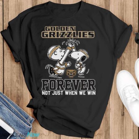 Peanuts Snoopy And Charlie Brown Oakland Golden Grizzlies High Five Forever Not Just When We Win Shirt - Black T-Shirt