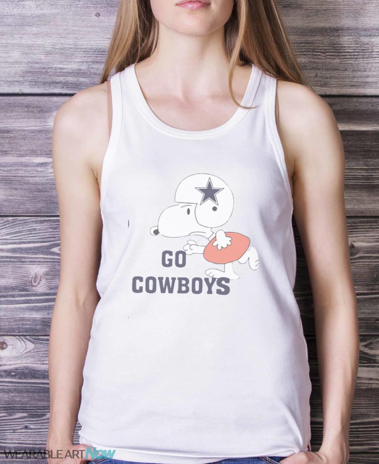 Snoopy Go Cowboys Shirt Dallas Cowboys Snoopy Dog Shirt - White Ladies Tank Top