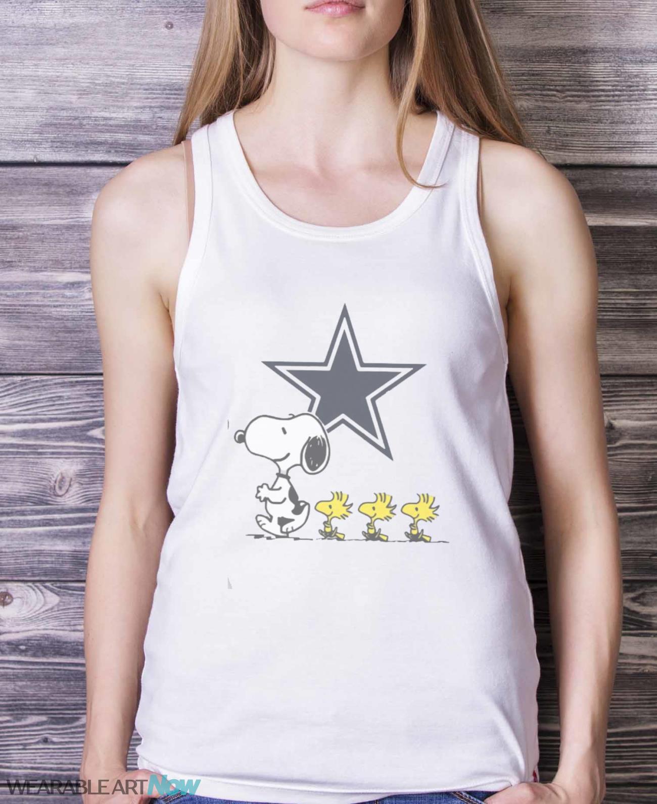 Snoopy Woodstock Dallas Cowboys Shirt - White Ladies Tank Top