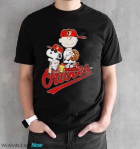 The Peanuts Snoopy Charlie Brown Baltimore Orioles 2024 MLB Star Shirt - Black Unisex T-Shirt