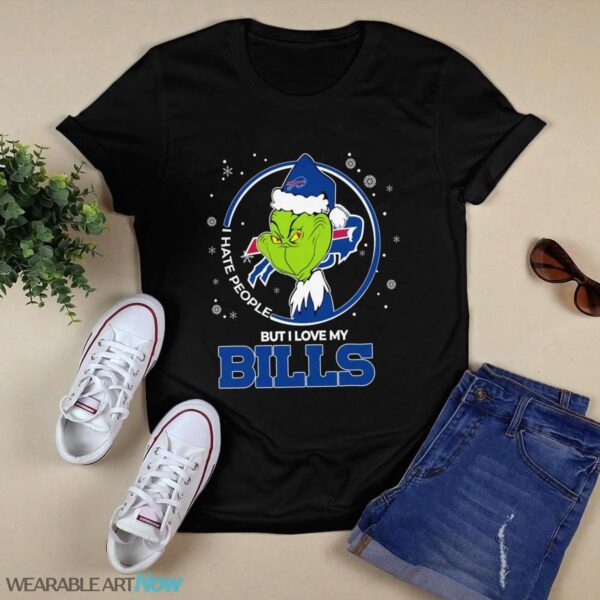 Christmas Grinch Santa I Hate People But I Love My Buffalo Bills T-Shirt Product Photo 1