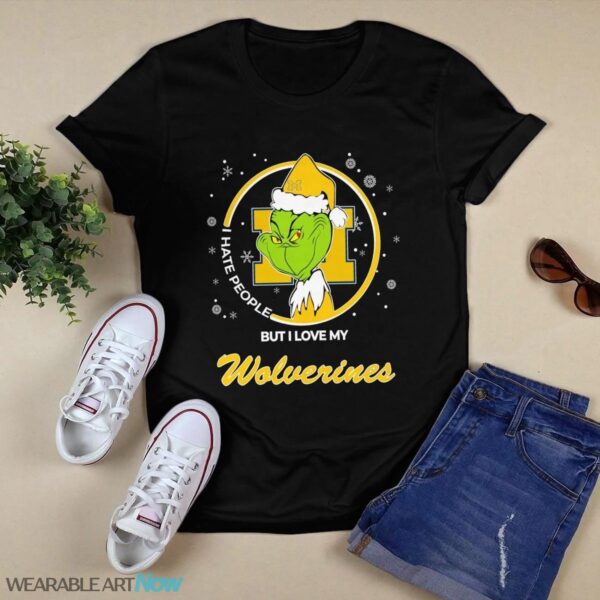 Christmas Grinch Santa I Hate People But I Love My Michigan Wolverines T-Shirt Product Photo 1