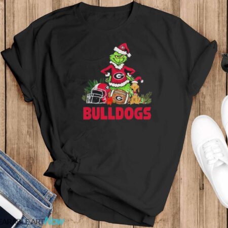 Georgia Bulldogs Santa Grinch And Santa Dog Christmas Shirt - Black T-Shirt