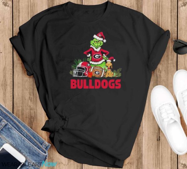 Georgia Bulldogs Santa Grinch And Santa Dog Christmas Shirt - Black T-Shirt