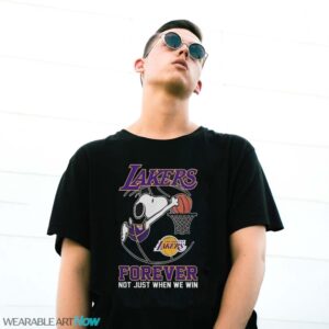 Los Angeles Lakers Snoopy Plays Basketball Forever Not Just When We Win 2024 Shirt - G500 Gildan T-Shirt