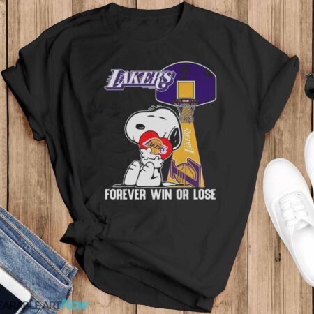 Los Angeles Lakers Snoopy Shirt, Lakers Forever Win Or Lose T Shirt - Black T-Shirt