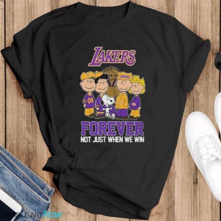 Official Peanuts Character Los Angeles Lakers Forever Not Just When We Win 2024 shirt - Black T-Shirt