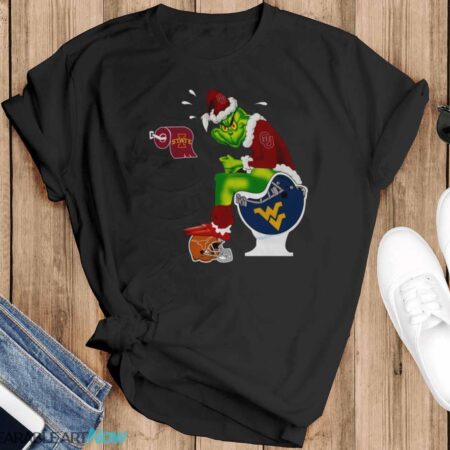 Oklahoma Sooners Grinch Santa Toilet Christmas Shirt - Black T-Shirt