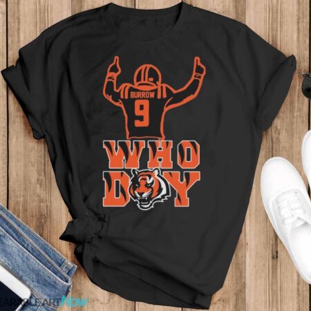 09 Joe Burrow Who Dey Cincinnati Bengals Official T-Shirt - Black T-Shirt